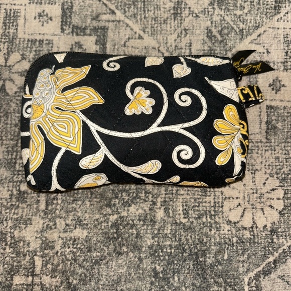 Vera Bradley Black and Yellow Floral Pouch - Picture 1 of 3